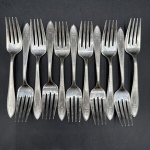 11 Vintage 1847 Rogers Bros ARGOSY Salad Dessert Forks Silverplate 1926 Set Lot